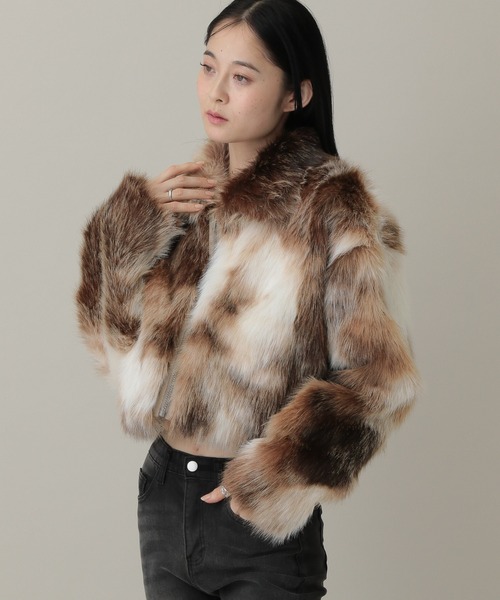 3.3 Field Trip （3.3フィールドトリップ）の「3.3 Field Trip／ミックスカラーフェイクファーブルゾン（ブルゾン・レディース・ブラウン/グレー・FREE）」の20枚目の写真