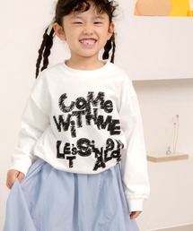 MAKE YOUR DAY | 手書きロゴ袖リブ長袖Tシャツ■80～140cm(Tシャツ/カットソー)