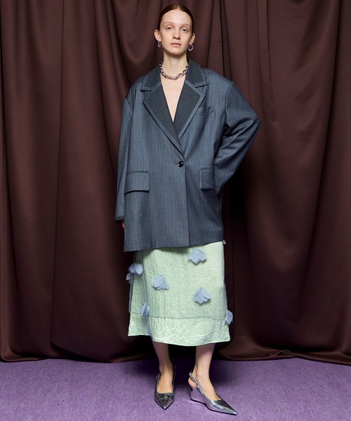 MAISON SPECIAL（メゾンスペシャル）の「Over Jacket/ラペルデザインオーバージャケット（テーラードジャケット・レディース・グレー/カーキ・FREE）」の9枚目の写真