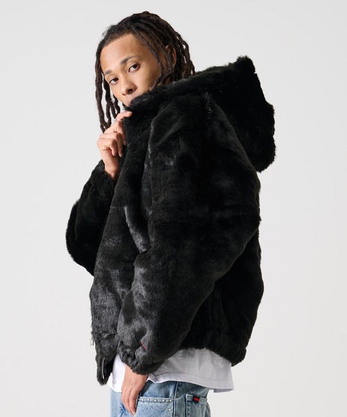 ジャケット・アウター EMBROIDERED FAUX FUR HOODED JACKET WHITE ジャケット・アウター EMBROIDERED FAUX FUR HOODED JACKET WHITE