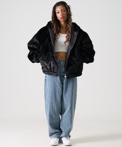 FUBU フブ ブランド Faux Far Hooded Jacket / フ セール】FUBU フブ ブランド Faux Far Hooded Jacket / フェイクファー