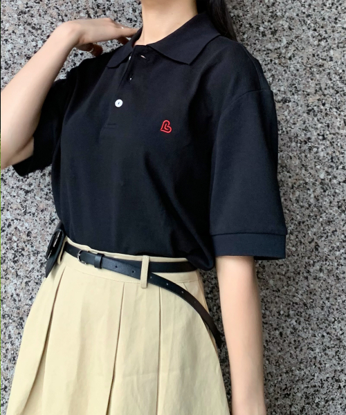 LENGAGEMENT（ランガージュマン）の「クラシックコットンピケカラーTシャツ[ブラック]（ポロシャツ・メンズ・その他・MEDIUM/LARGE/X-LARGE）」の2枚目の写真