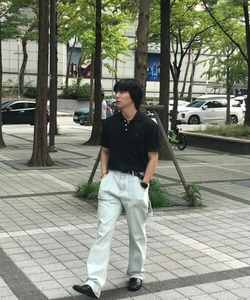 LENGAGEMENT（ランガージュマン）の「クラシックコットンピケカラーTシャツ[ブラック]（ポロシャツ・メンズ・その他・MEDIUM/LARGE/X-LARGE）」の9枚目の写真