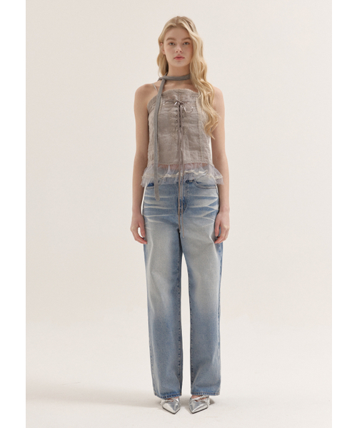 BUTTON UP(ボタンアップ)の「ダブルキャットウォッシュドワイドデニム(デニムパンツ・レディース・その他・SMALL/MEDIUM/LARGE)」の2枚目の写真