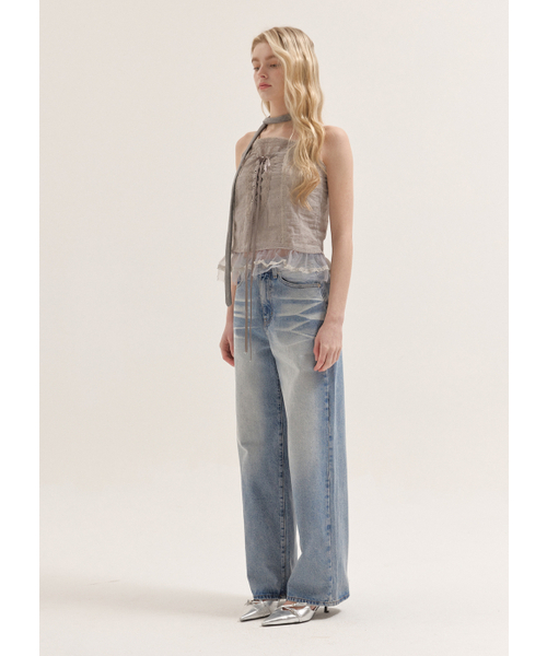BUTTON UP(ボタンアップ)の「ダブルキャットウォッシュドワイドデニム(デニムパンツ・レディース・その他・SMALL/MEDIUM/LARGE)」の4枚目の写真