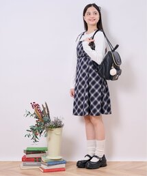 pom ponette junior（ポンポネットジュニア）の「【インナーセット】チェックキャミワンピース（ワンピース）」