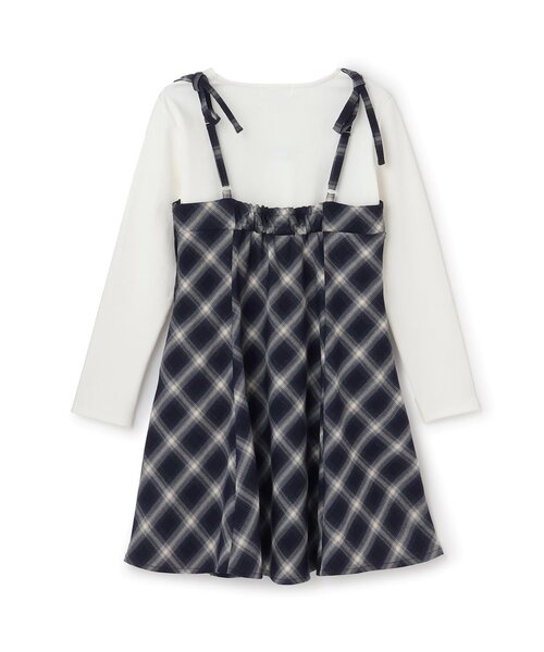 pom ponette junior(ポンポネットジュニア)の「【インナーセット】チェックキャミワンピース(ワンピース・キッズ・ネイビー/グレー・M:150cm/L:160cm/S:140cm)」の5枚目の写真