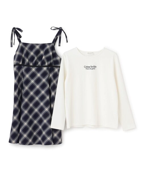 pom ponette junior(ポンポネットジュニア)の「【インナーセット】チェックキャミワンピース(ワンピース・キッズ・ネイビー/グレー・M:150cm/L:160cm/S:140cm)」の6枚目の写真