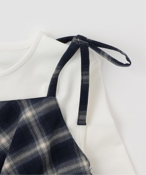 pom ponette junior(ポンポネットジュニア)の「【インナーセット】チェックキャミワンピース(ワンピース・キッズ・ネイビー/グレー・M:150cm/L:160cm/S:140cm)」の8枚目の写真