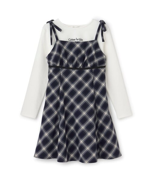 pom ponette junior(ポンポネットジュニア)の「【インナーセット】チェックキャミワンピース(ワンピース・キッズ・ネイビー/グレー・M:150cm/L:160cm/S:140cm)」の19枚目の写真