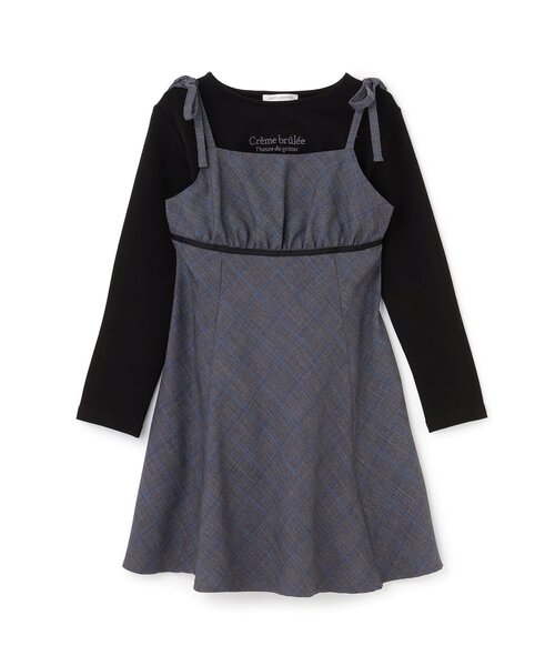 pom ponette junior(ポンポネットジュニア)の「【インナーセット】チェックキャミワンピース(ワンピース・キッズ・ネイビー/グレー・M:150cm/L:160cm/S:140cm)」の4枚目の写真