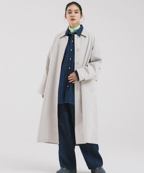EKAL（エカル）の「T/Cツイルステンカラーコート（ステンカラーコート・レディース・ベージュ/アイボリー/カーキ・ONE）」の2枚目の写真