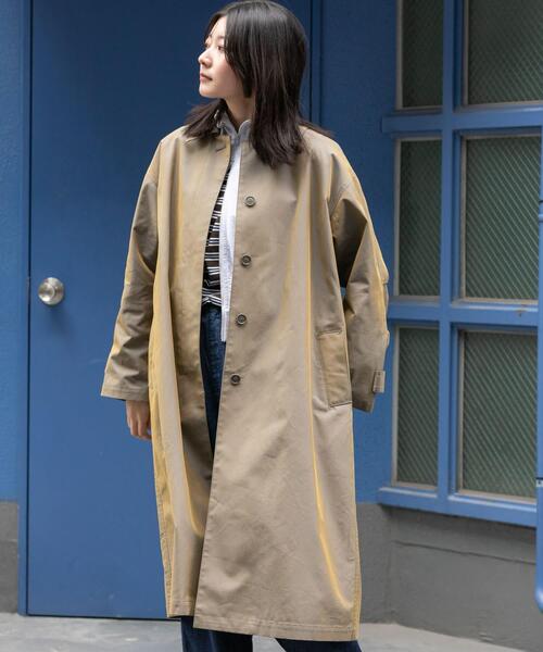EKAL（エカル）の「T/Cツイルステンカラーコート（ステンカラーコート・レディース・ベージュ/アイボリー/カーキ・ONE）」の11枚目の写真