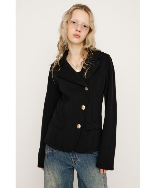 SLY（スライ）の「KNITTING MANNISH TAILORED JK ニッティング マニッシュ テイラードジャケット 春服（テーラードジャケット・レディース・ブラック/杢グレー・FREE）」の3枚目の写真