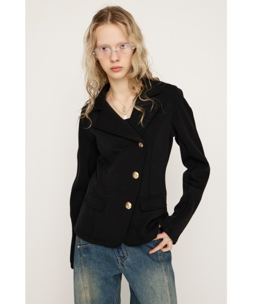 SLY（スライ）の「KNITTING MANNISH TAILORED JK ニッティング マニッシュ テイラードジャケット 春服（テーラードジャケット・レディース・ブラック/杢グレー・FREE）」の5枚目の写真