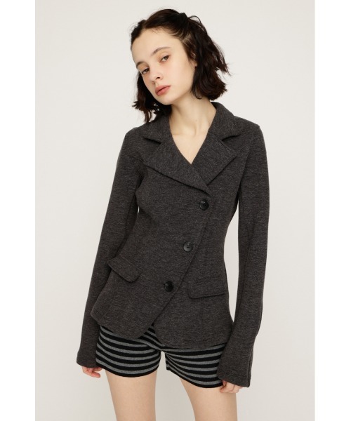 SLY（スライ）の「KNITTING MANNISH TAILORED JK ニッティング マニッシュ テイラードジャケット 春服（テーラードジャケット・レディース・ブラック/杢グレー・FREE）」の12枚目の写真