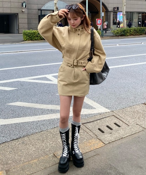 RAY CASSIN(レイカズン)の「レイヤード台形スカパン(スカート・レディース・ブラック/ベージュ/ネイビー・M/S)」の15枚目の写真