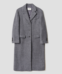 ALPACA SINGLE LONG COAT MELANGE GREY