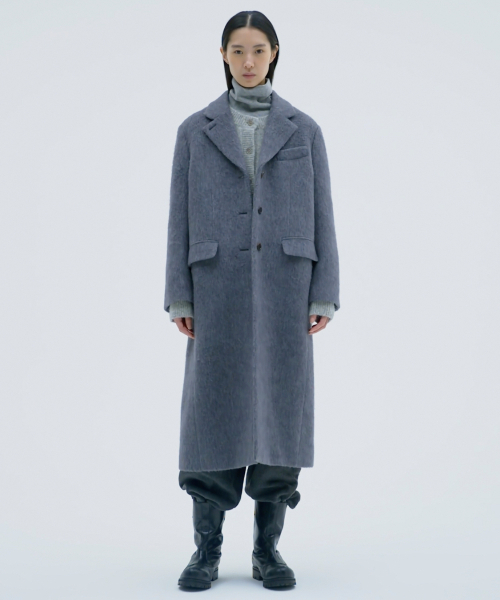 TTUDEMENT(トュードメント)の「ALPACA SINGLE LONG COAT MELANGE GREY(チェスターコート・レディース・その他・S/M)」の2枚目の写真