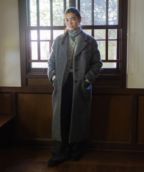 TTUDEMENT(トュードメント)の「ALPACA SINGLE LONG COAT MELANGE GREY(チェスターコート・レディース・その他・S/M)」の3枚目の写真