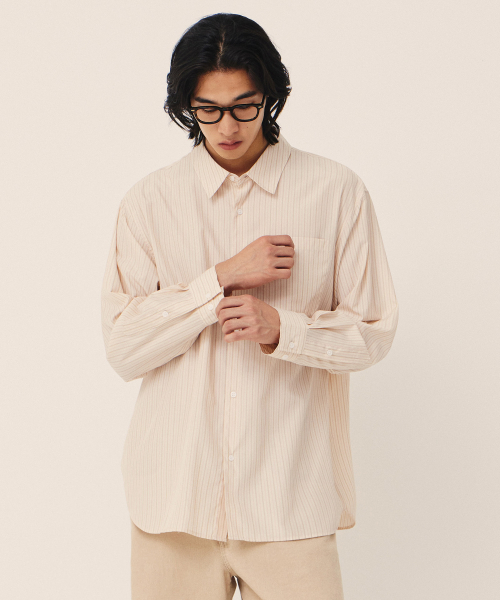 KIIMUIR(キミュア)の「ストライプシャツ_ピンク(シャツ/ブラウス・レディース・ピンク・MEDIUM/LARGE)」の2枚目の写真