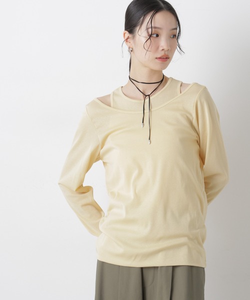 upperhights(アッパーハイツ)の「upper hights/TANK AND B/N PO(Tシャツ/カットソー・レディース・ライトイエロー/ホワイト/ネイビー・1)」の3枚目の写真