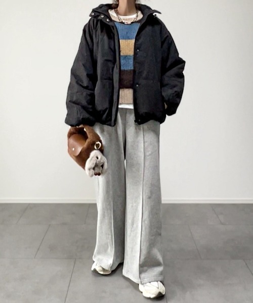 LBC（エルビーシー）の「裏起毛センタータックイージーパンツ（スウェットパンツ・レディース・グレー/アイボリー/ブラック/ダークブラウン・L/M）」の7枚目の写真