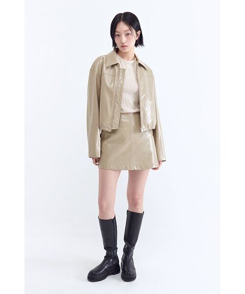 MUSINSA STANDARD WOMAN（ムシンサスタンダードウーマン）の「ウィメンズパテント合成皮革シングルジャケット[ベージュ]（ライダースジャケット・レディース・その他・S/M）」の12枚目の写真