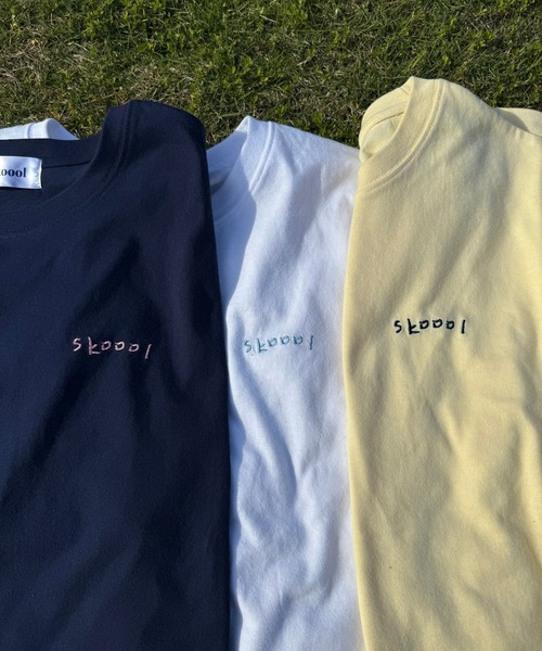 skoool（スクール）の「ロゴデザイン 半袖Tシャツ／フロントプリント × ベーシックシルエット（Tシャツ/カットソー・メンズ・ネイビー/ホワイト/イエロー・LARGE/MEDIUM）」の7枚目の写真