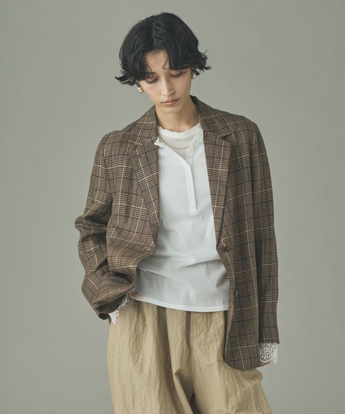 Curensology（カレンソロジー）の「Curensology(カレンソロジー)/グレンチェックジャケット（テーラードジャケット・レディース・ブラウン系その他・FREE）」の2枚目の写真