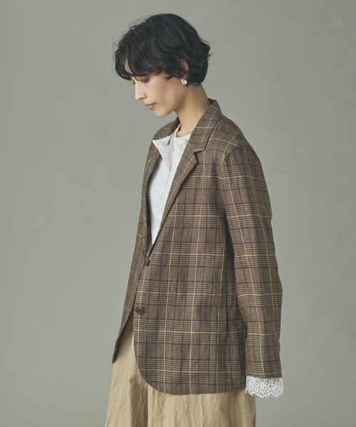 Curensology（カレンソロジー）の「Curensology(カレンソロジー)/グレンチェックジャケット（テーラードジャケット・レディース・ブラウン系その他・FREE）」の4枚目の写真