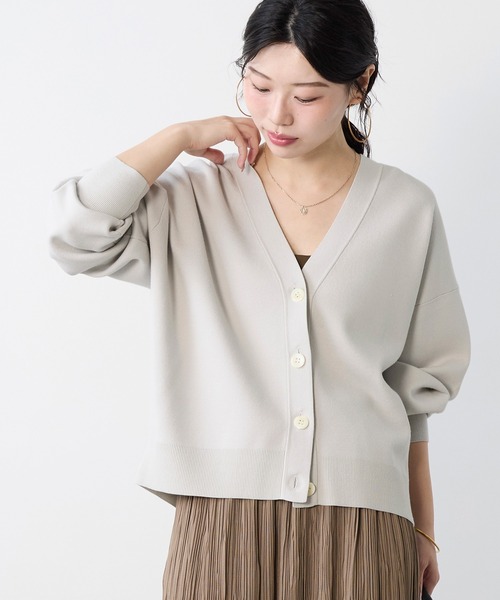 MICA&DEAL（マイカ＆ディール）の「ミラノリブショートカーディガン（ニット/セーター・レディース・ダークネイビー/ライトグレー/ピンク・FREE）」の2枚目の写真