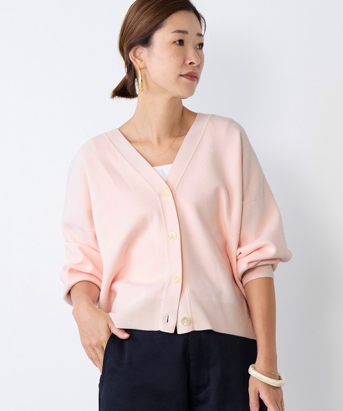 MICA&DEAL（マイカ＆ディール）の「ミラノリブショートカーディガン（ニット/セーター・レディース・ダークネイビー/ライトグレー/ピンク・FREE）」の13枚目の写真