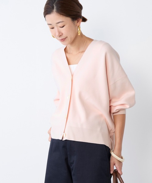 MICA&DEAL（マイカ＆ディール）の「ミラノリブショートカーディガン（ニット/セーター・レディース・ダークネイビー/ライトグレー/ピンク・FREE）」の12枚目の写真