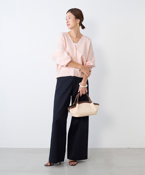 MICA&DEAL（マイカ＆ディール）の「ミラノリブショートカーディガン（ニット/セーター・レディース・ダークネイビー/ライトグレー/ピンク・FREE）」の9枚目の写真