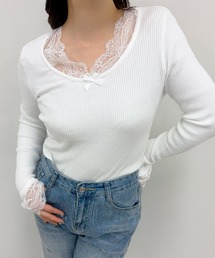 frunco（フランコ）の「【ZOZOTOWN限定】レース付きクルーネックリブニット（ニット/セーター）」