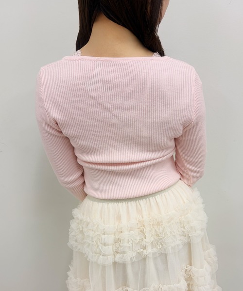 frunco(フランコ)の「【ZOZOTOWN限定】レース付きクルーネックリブニット(ニット/セーター・レディース・ホワイト/ピンク/ブラック/イエロー・FREE)」の6枚目の写真
