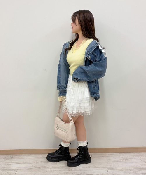 frunco(フランコ)の「【ZOZOTOWN限定】レース付きクルーネックリブニット(ニット/セーター・レディース・ホワイト/ピンク/ブラック/イエロー・FREE)」の15枚目の写真