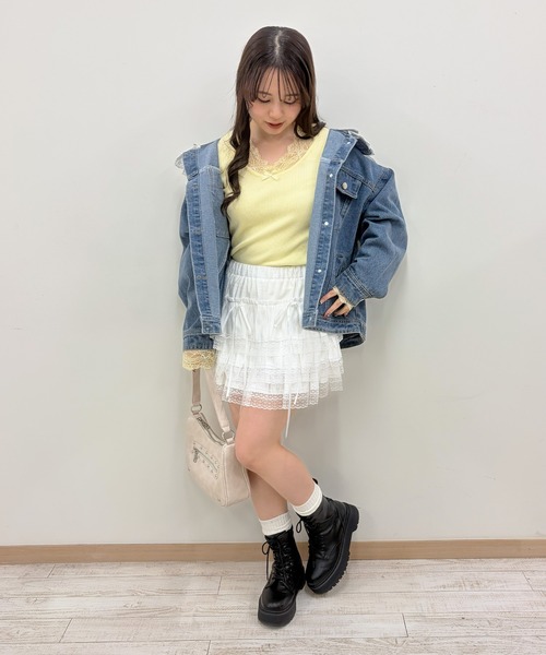 frunco(フランコ)の「【ZOZOTOWN限定】レース付きクルーネックリブニット(ニット/セーター・レディース・ホワイト/ピンク/ブラック/イエロー・FREE)」の16枚目の写真