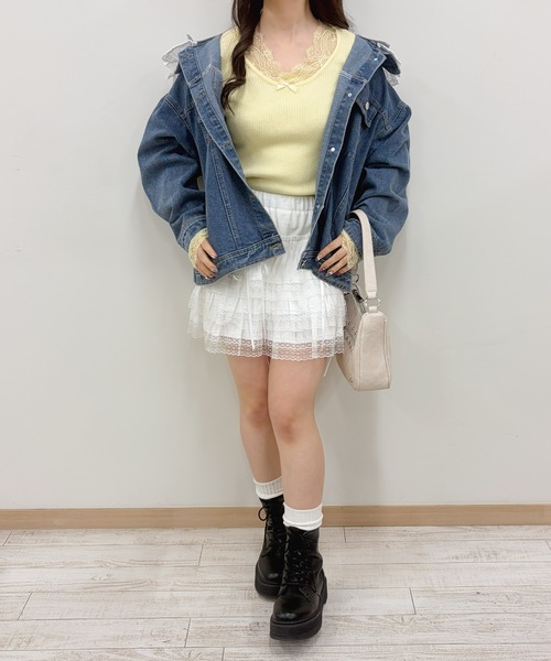 frunco(フランコ)の「【ZOZOTOWN限定】レース付きクルーネックリブニット(ニット/セーター・レディース・ホワイト/ピンク/ブラック/イエロー・FREE)」の14枚目の写真