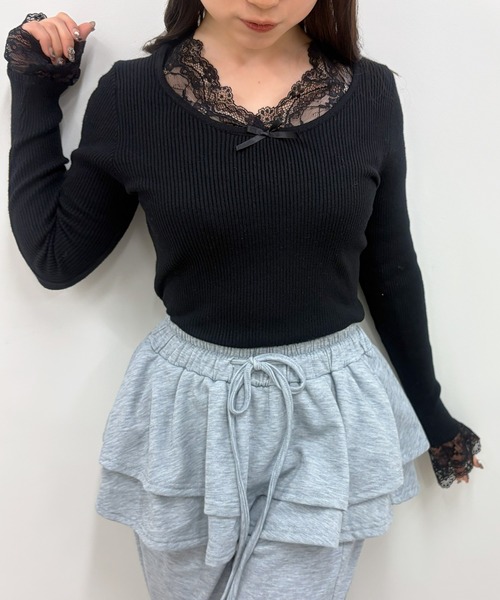 frunco(フランコ)の「【ZOZOTOWN限定】レース付きクルーネックリブニット(ニット/セーター・レディース・ホワイト/ピンク/ブラック/イエロー・FREE)」の17枚目の写真