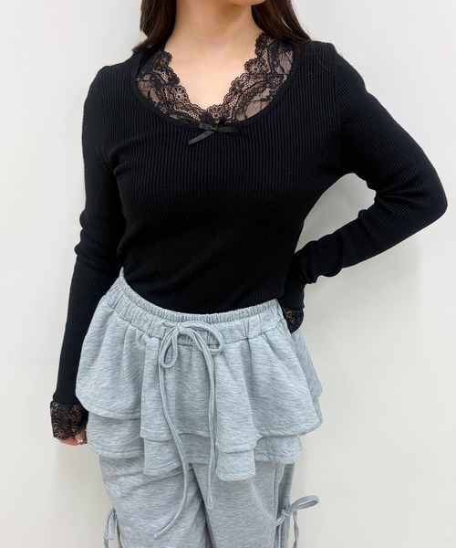 frunco(フランコ)の「【ZOZOTOWN限定】レース付きクルーネックリブニット(ニット/セーター・レディース・ホワイト/ピンク/ブラック/イエロー・FREE)」の18枚目の写真