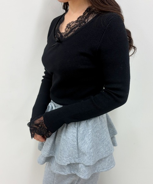 frunco(フランコ)の「【ZOZOTOWN限定】レース付きクルーネックリブニット(ニット/セーター・レディース・ホワイト/ピンク/ブラック/イエロー・FREE)」の19枚目の写真