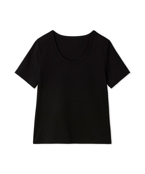 FRAY I.D(フレイアイディー)の「ラウンドネックTシャツ/接触冷感(Tシャツ/カットソー・レディース・ブラック/イエロー/ネイビー/ホワイト・F)」の2枚目の写真