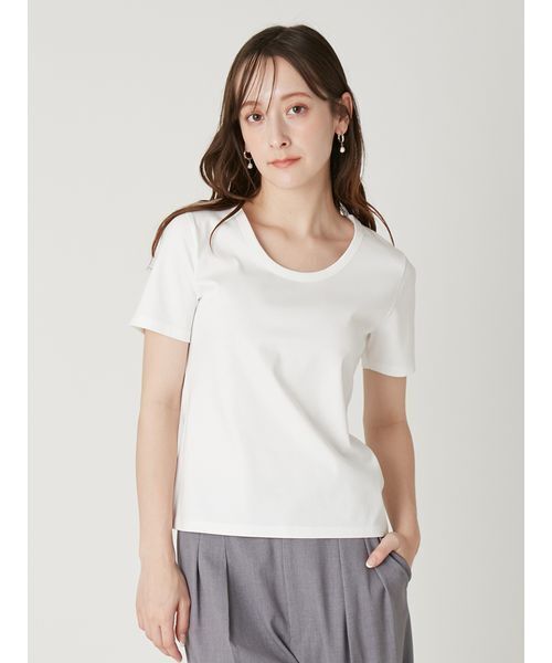 FRAY I.D(フレイアイディー)の「ラウンドネックTシャツ/接触冷感(Tシャツ/カットソー・レディース・ブラック/イエロー/ネイビー/ホワイト・F)」の18枚目の写真