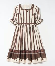 Chalmiere ボンボンショコラ ワンピース＆カチューシャ ブラウン 茶 Chalmiere（シャルミエール）の「ボンボンショコラ柄ワンピース