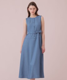オックスストレッチベルテッド ワンピース〈セットアップ対応商品〉