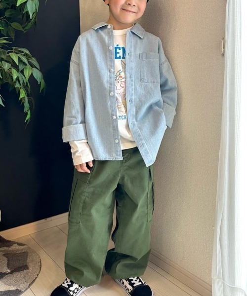 Right-on（ライトオン）の「【Refurbish】ワンポイント刺繍シャツ (キッズ / 通園通学 / シンプル)（シャツ/ブラウス・キッズ・ブラック/ブルー・110/120/130/140/150/160）」の19枚目の写真