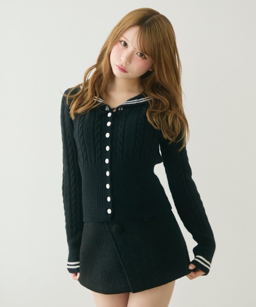 TITTY&CO.（ティティーアンドコー）の「クラシカルボタン付きミニスカート（スカート・レディース・ブラック/グレー・FREE）」の5枚目の写真