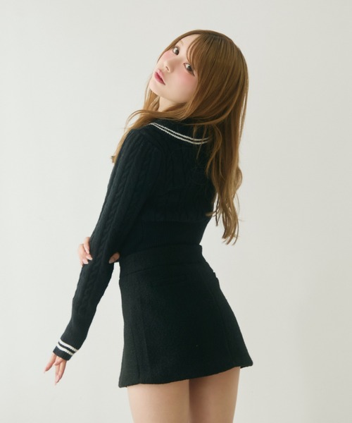 TITTY&CO.（ティティーアンドコー）の「クラシカルボタン付きミニスカート（スカート・レディース・ブラック/グレー・FREE）」の9枚目の写真